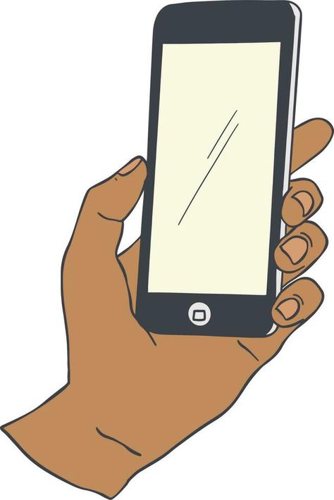 Hand holding a smartphone with blank screen. Vector illustration in cartoon style. Anime Holding Phone, Cell Phone Drawing, Hand Holding Phone, Vector Drawing, Phone Screen, Holding Hands, Cartoon Styles, Screen, Vector Free