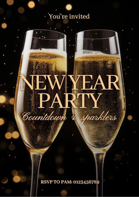 Cheers Poster, New Year Invitation, Restaurant Layout, Cheer Posters, Champagne Party, New Year Images, Year 2024, New Year Celebration, New Years Party