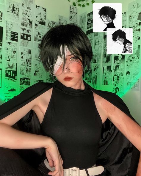 Short Haired Characters Halloween, Maki Zenin Hairstyle, Maki Zenin Cosplay Short Hair, Short Hair Cosplay Characters, Halloween Costumes Women Short Hair, Cosplay Black Hair Character, Maki Zenin Haircut, Maki Zenin Short Hair, Black Hair Cosplay Ideas