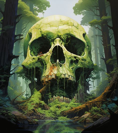 Skull Landscape, Skull Forest, Ink Reference, Abstract Skull, Skeleton Artwork, Skull Rock, 2d Game Art, Ace Of Hearts, Fantasy Island