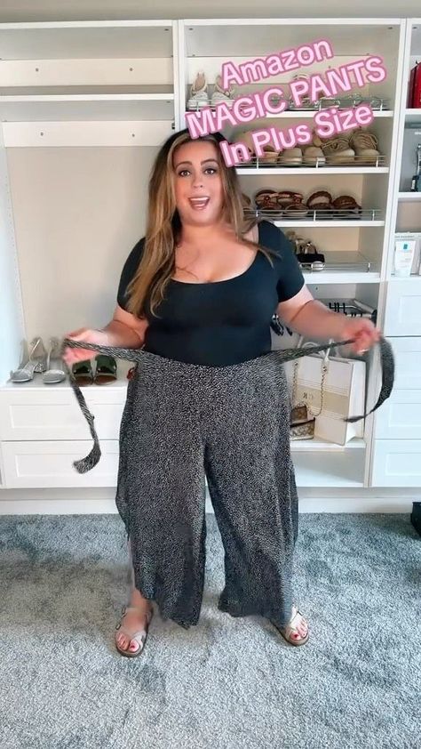 Callie Richards on Reels | hotpinkandglitter · Original audio Amazon Curvy Fashion, Plus Size Pants Outfits, Amazon Plus Size Outfits, Plus Size Amazon Outfits, Wide Leg Pants Outfit Plus Size, Plus Size Wide Leg Pants Outfit, Wide Leg Pants Outfit Summer, Amazon Outfit Ideas, Plus Size Wide Leg Pants