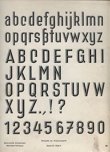 3-D Alphabet 40s Typography, 1930s Typography, 1940s Typography, Typographic Treatments, German Lettering, Theater Tech, 1940s Bungalow, Art Deco Fonts, Typography Images