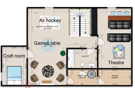 Basement layout 3 Bedroom Basement Layout, Game Room Floor Plans, Basement Layout Floorplan, Basement Layout Ideas Floor Plans, Game Room House, Game Room Layout, Garage Game Rooms, Basement Layout, Floor Plans Ranch