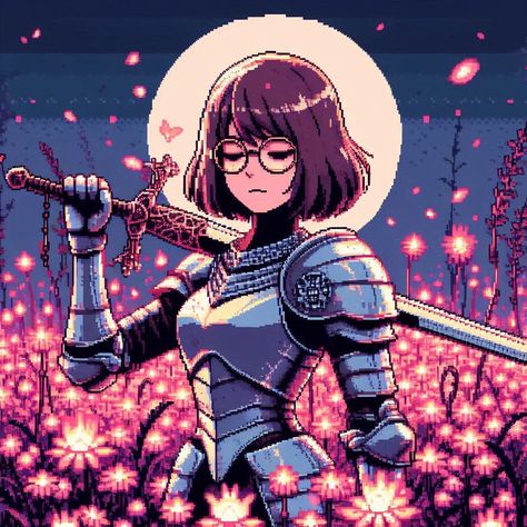 Pixel Art Knight, Pink Knight Fantasy Art, Pixel Art Knight Character Design, Dreamy Pixel Art, Cyberpunk Aesthetic Pixel Art, Pixel Girl, Arte 8 Bits, Cool Pixel Art, Pixel Art Characters