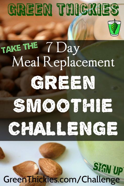 Take the Green Thickies 7 day meal replacement green smoothie challenge now Green Thickies, Smoothie Green, Real Food Snacks, Green Smoothie Challenge, Green Detox Smoothie, Healthy Green Smoothies, Smoothie Challenge, Meal Replacement Shakes, Green Smoothies