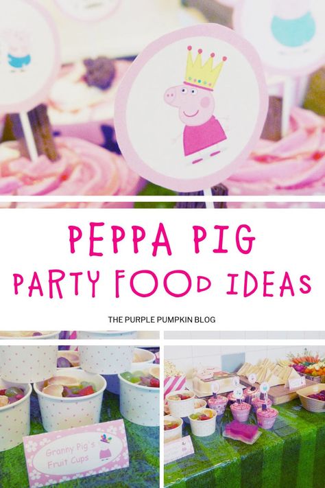 These Peppa Pig Party Food Ideas are just what you need for your little one's Peppa Pig Party! With minimum effort, you can theme a whole bunch of healthy foods - with some treats too for a delicious party buffet that kids will LOVE! #PeppaPigPartyFoodIdeas #ThePurplePumpkinBlog #PeppaPigParty #PartyIdeas Pig Party Food Ideas, Pig Party Food, Peppa Pig Party Food, Pig Themed Party, Peppa Pig Printables, Peppa Pig Birthday Party Decorations, Fun Party Ideas, Greta Gris, Pig Cookies