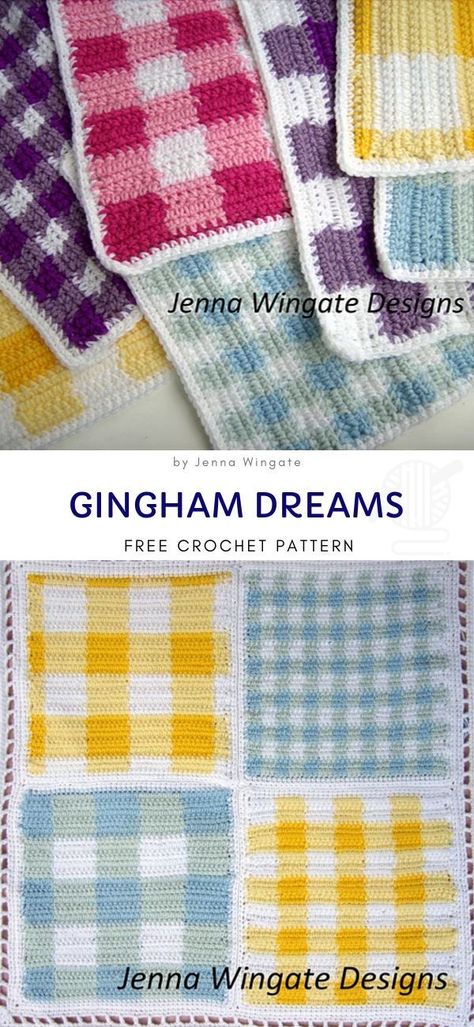 Gingham Dishcloth Crochet Pattern, Gingham Crochet Pattern, Crochet Kitchen Set, Crochet Wardrobe, Kitchen Towels Crafts, Crochet Washcloths, Plaid Kitchen, Crochet Kitchen Towels, Kitchen Crochet