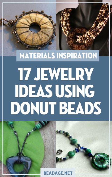 Donut Bead Necklace, Macrame Donut Stone, Donut Jewelry Tutorial, Donut Jewelry Pendants, Donut Bead Jewelry, Donut Crafts, Diy Jewelry Making Ideas, Diy Boho Jewelry, Jewelry Making Ideas