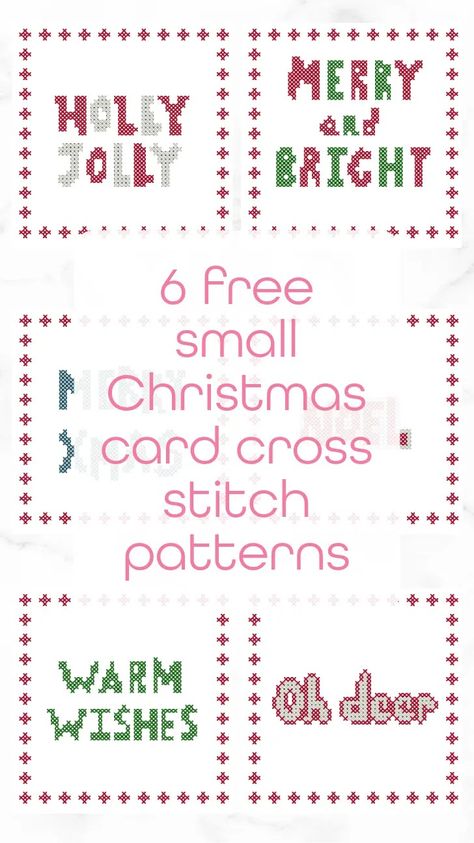 6 free small Christmas card cross stitch patterns - Craft with Cartwright Free Christmas Cross Stitch Patterns With Charts, Cross Stitch Freebies Free Downloads, Free Christmas Cross Stitch Patterns, Christmas Card Cross Stitch, Christmas Cross Stitch Patterns, Noel Christmas Cards, Cross Stitch Christmas Cards, Cross Stitch Freebies, Stitching Cards