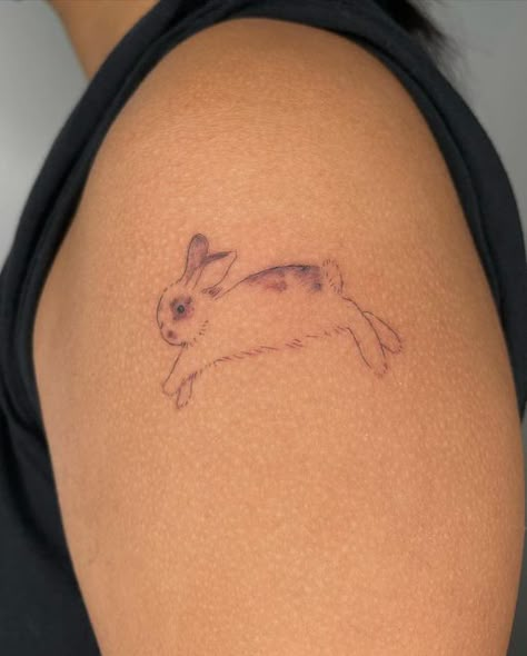 Baby Bunny Tattoo, Swag Tattoo, Delicate Tattoos For Women, Pig Tattoo, Think Tattoo, Bunny Tattoo, La Tattoo, Single Needle Tattoo, Bunny Tattoos