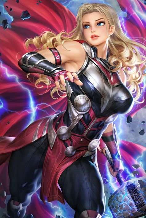 "Mighty Thor" by NeoArtCorE Thor Girl, Lady Thor, Thor Art, Female Thor, Female Comic Characters, Comic Book Girl, Jane Foster, Marvel Heroines, Marvel Superheroes Art