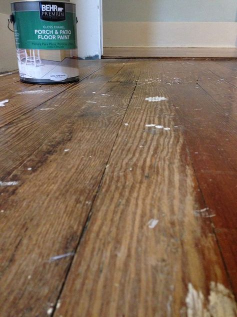 White Wash Floors Diy, Painted Plank Floors, Flooring Paint Ideas, Painted Wood Bathroom Floor, Painted Floors Wood Old Houses, Painted Wood Kitchen Floor, Paint Hardwood Floors Diy, Painted Cottage Floors, Painting Floors Wood