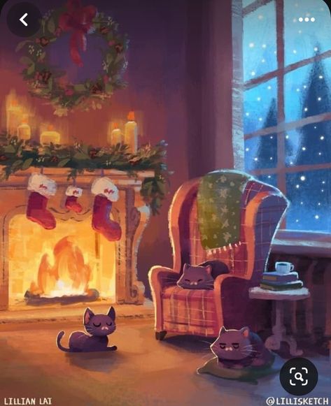 Christmas Illustrations, Christmas Tale, Winter Illustration, Christmas Inspo, Cozy Ambiance, Christmas Fireplace, Christmas Drawing, Winter Art, Noel Christmas