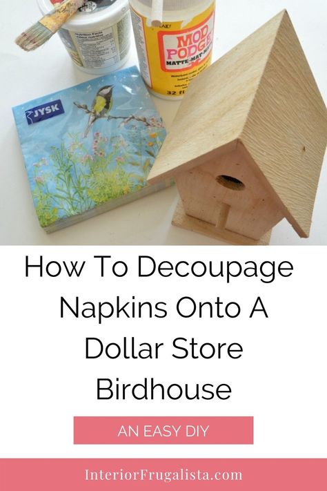 Easy Decoupage Ideas, Mod Podge Napkins Ideas, Fabric Modge Podge Crafts, Decapodge Ideas Diy, Mod Podge Napkins On Wood, Modge Podge Napkins Ideas, Napkin Decoupage Ideas, Modge Podge Crafts, Painted Bird Houses Ideas