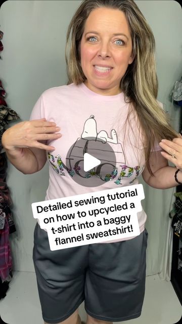 Madi Mac Fashions on Instagram: "Detailed tutorial on how to take a T-shirt that is too small and up cycle it into a flannel sweatshirt with a kangaroo pocket! #sweatshirt  #upcycle  #flannel #sewing" Upcycle A Sweatshirt, Too Small Sweatshirt Refashion, Make T Shirt Bigger, Repurposed Flannel Shirt Ideas, Flannel Projects Sewing, Tshirt Repurpose Ideas, Sweatshirt And Flannel Upcycle, Sweatshirt Redo Diy, Sweatshirt Makeover Ideas Diy