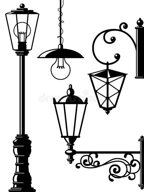 Old-fasioned lanterns. Silhouettes of retro lanterns (street lamps #Sponsored , #ad, #Ad, #lanterns, #lamps, #street, #fasioned Lantern Drawing, Free Stencils Printables, Diy Wall Painting, Stencils Printables, Street Lights, Street Lamp, Bullet Journal Doodles, Vector Drawing, Silhouette Art