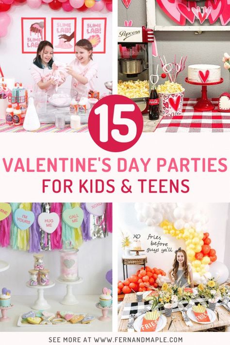 These fun 15 Valentine's Day Party Ideas for Kids and Teens feature tons of interactive activities, decor inspiration, and DIY dessert recipes! See them all now at fernandmaple.com! Valentines Day Party Ideas, Best Party Ideas, Day Party Ideas, Party Ideas For Kids, Cookie Decorating Party, Slime Party, Heart Party, Valentine's Day Party, Best Party