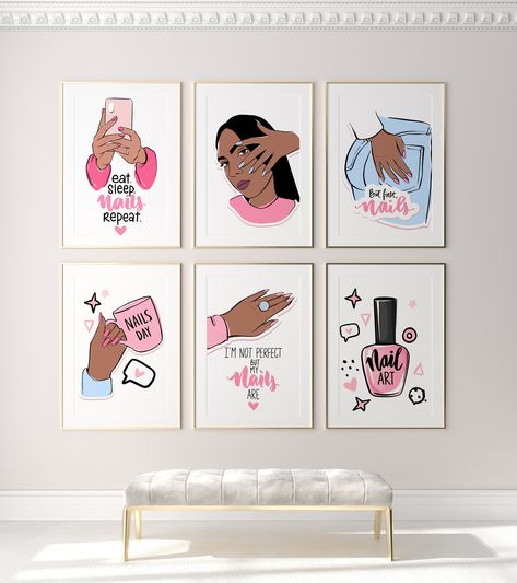 Nail Studio Wall Decor, Nail Art Wall Decor, Nail Salon Decor Wall Art, Nail Art Room, Wall Decor For Salon, Nail Art Quotes, Cute Nail Salon, Nails Salon Decor, Home Nail Studio