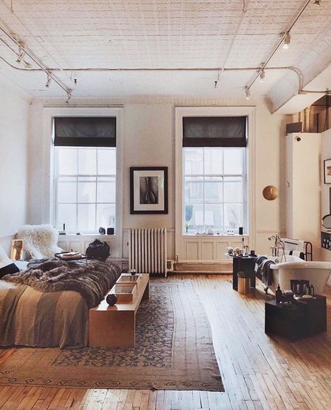 nicole @ bente vintage on Instagram: “I joke that I want to install a tub in my bedroom. This room via @mvb has me casually shopping for tubs. Don’t tell my husband...also can…” The Line Apartment, Apartment Necessities, Joe Thomas, Nyc Loft, Home Nails, Nails Home, New York City Apartment, Decorating Home, Melbourne House