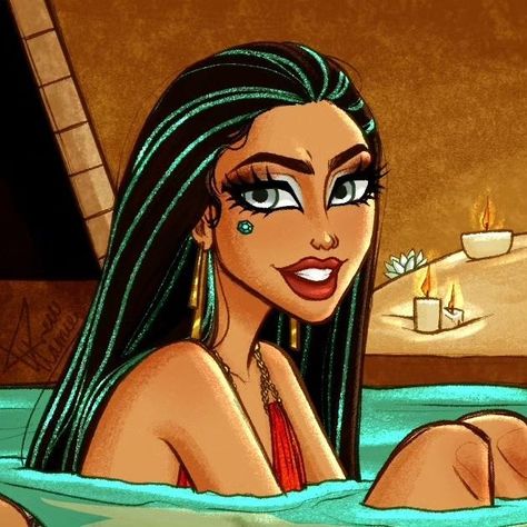 Cleo De Nile And Deuce Fanart, Duece And Cleo Fanart, Monster High Euphoria, Nefera De Nile Fanart, Cleo De Nile Hair, Nefera De Nile, Egypt Concept Art, Arte Monster High, Aesthetic Objects