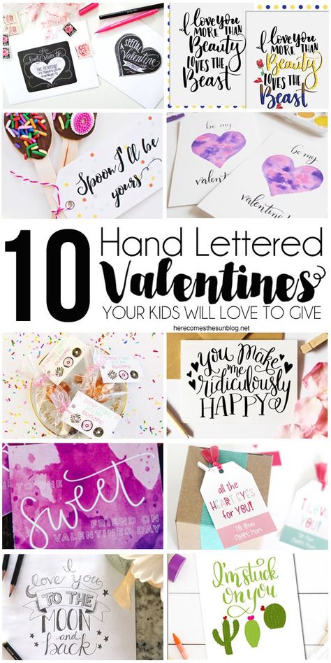 10 Hand Lettered Valentines your Kid will Love to Give Nail Polish Crafts, Valentines Gift Tags, Thanksgiving Decorations Diy, Hand Lettering Inspiration, Ipad Lettering, Valentine's Day Crafts, Creative Lettering, Do It Yourself Crafts, Doodle Lettering