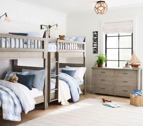 Bunk Beds Pottery Barn Kids, Bunk Bed Room, Bunk Bed Rooms, Double Bunk Beds, Bunk Rooms, Shared Bedroom, Twin Bunk Beds, Kids Bunk Beds, Bunk Room