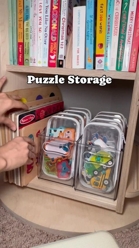 How clever is this reel from @creativemomsland using small bliss bin to keep puzzle pieces all together 👏 #blissbins #mapleandlark #puzzletime #playroomorganization #playroomideas #playroomstorage #storagebin #storagesolutions #storageideas Puzzle Storage, Kids Toy Organization, Toddler Playroom, Playroom Organization, Kids Room Organization, Kraf Diy, Toddler Learning Activities, Toy Rooms, Organization Kids