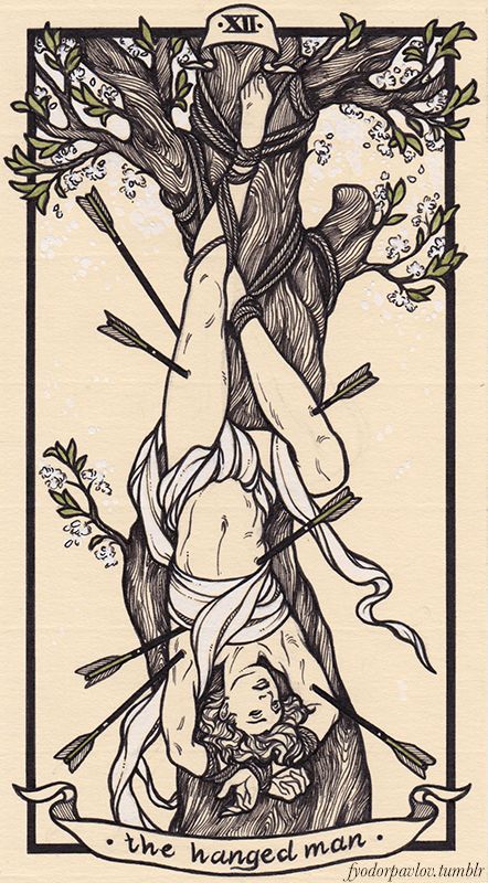 12 The Hanged Man Fyodor Pavlov Fyodor Pavlov, Tarot Cards Art Illustration, Kartu Tarot, Hanged Man Tarot, Tarot Tattoo, Tarot Card Tattoo, Hanged Man, Major Arcana Cards, The Hanged Man