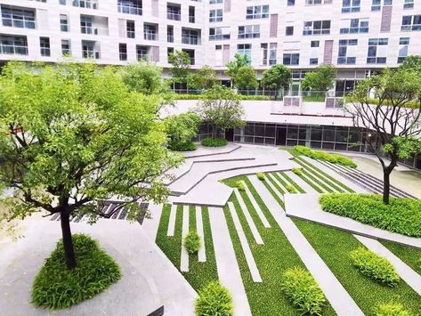 Landscape Plaza, Landscape Stairs, Plaza Design, Urban Habitat, Green Facade, Urban Landscape Design, Plans Architecture, Cloud City, Layout Architecture