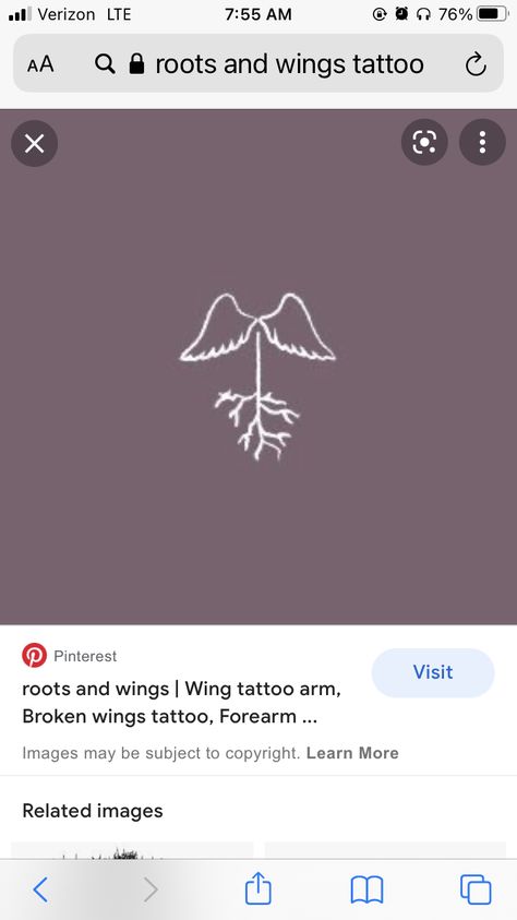 Roots To Grow Wings To Fly Tattoo, Roots And Wings Tattoo, Wing Tattoo Arm, Fly Tattoo, Wings To Fly, Flying Tattoo, Roots And Wings, Broken Wings, Wing Tattoo