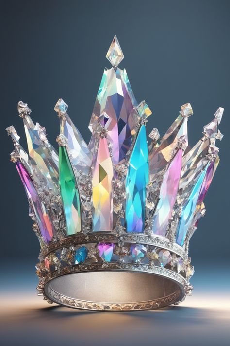 Rainbow Crown, Fantasy Crystal, Fantasy Crown, Crown Aesthetic, Pink Crown, Snow Fashion, Quantum Leap, Queen Crown, Tiaras And Crowns