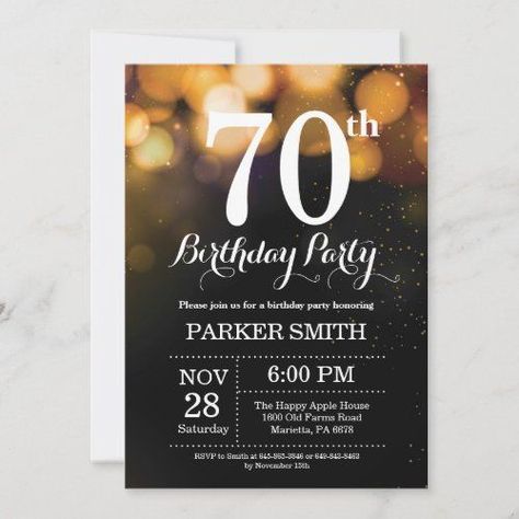 Black And Gold Birthday Party, Birthday Party Elegant, Black And Gold Birthday, Surprise 30th Birthday, Surprise 60th, Surprise 50th, 90th Birthday Invitations, Surprise Birthday Invitations, 70th Birthday Invitations