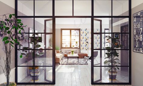 Creative Ways To Separate Room Without Walls Glass Partition Designs, Pintu Interior, Modern Apartment Interior, Glass Partition Wall, Glass Room Divider, Verre Design, Glass Room, Glass Doors Interior, Sliding Glass Doors