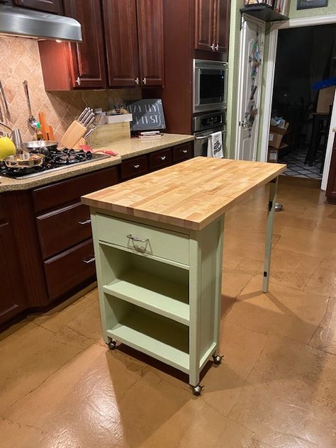 Diy Center Island Kitchen Ideas, Rollaway Kitchen Island, Fold Out Kitchen Counter, Small Diy Kitchen Island, Collapsible Kitchen Island, Mobile Island With Seating, Kitchen Island Carts On Wheels, Drop Down Kitchen Island, Mobile Kitchen Island With Seating