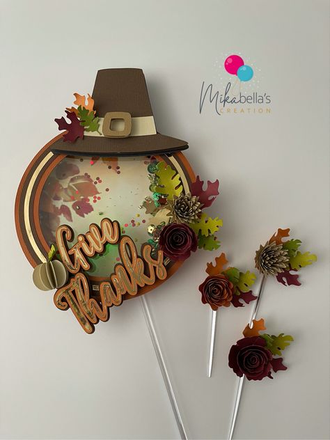 Thanksgiving Cake Topper, Thanksgiving Cupcake Toppers, Fall Cake Toppers, Thanksgiving Cake, Crafting Business, Fall Cake, Thanksgiving Cakes, Party Topper, Fall Cakes