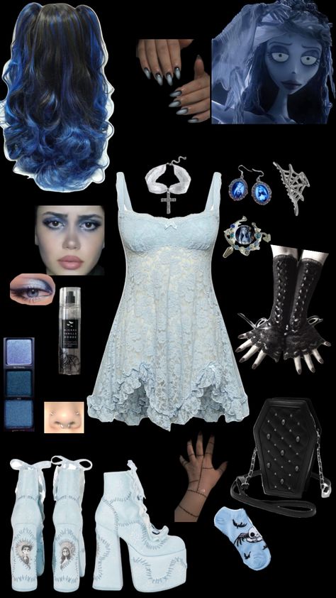 Emily from corpse bride inspired fit Corpse Bride Outfit, Emily From Corpse Bride, Corpse Bride Dress, Emily Corpse Bride, Bride Birthday, Corpse Bride, Bride Clothes, Themed Outfits, Inspired Outfits