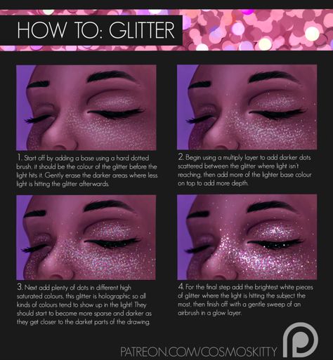 How To: Glitter by CosmosKitty Digital Art Tips, Digital Art Software, Digital Art Tutorials, Drawing Help, Art Help, Digital Painting Tutorials, Drawing Stuff, Art Refs, Painting Tutorials