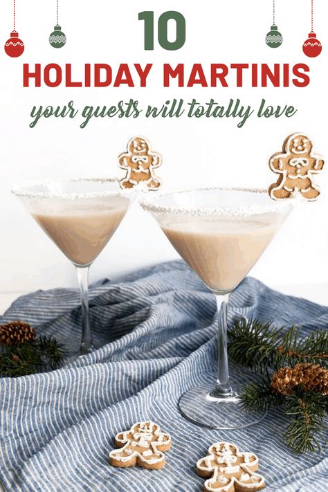 These holiday martinis are absolutely delicious and will have you coming back for more! Here are 10 Christmas martini recipes for you to try #holidays #martinis Christmas Lemon Drop Martini, Gingerbread Martinis, Gingerbread Martini Recipe, Christmas Martini Recipes, Gingerbread Martini, Holiday Martinis, Christmas Drinks Recipes, Christmas Martini, Recipes Drinks