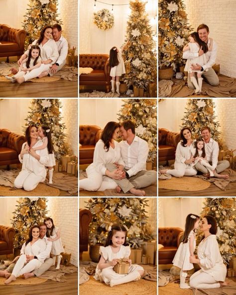 Christmas Family Poses, Christmas Portraits Family, Christmas Family Photoshoot Studio, Christmas Studio Photography, Christmas Family Photoshoot Ideas, Christmas Photoshoot Ideas Family, Natal Boho, Christmas Tree Photoshoot, Christmas Photography Family