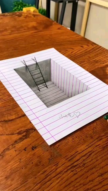 Ladder Drawing, Textures Drawing, Optical Illusion Images, Optical Illusion Tattoo, Optical Illusion Drawing, Reaction Videos, Illusion Drawings, Nature Art Drawings, 3d Art Drawing