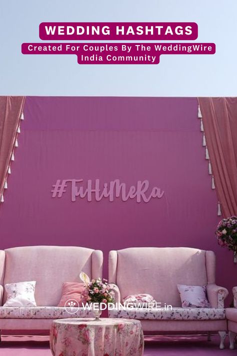 Are you a millennial couple looking for the cutest wedding hashtag? Explore the list of classy hashtags given by the experts at WeddingWire India community. Scroll up and pick your favourite! Hashtags For Weddings Couple, Marriage Hashtags, Indian Wedding Hashtag Ideas, Wedding Hashtag Ideas Generator, Cute Wedding Hashtags, Wedding Hashtag Generator, Gujrati Wedding, Hashtag Ideas, Indian Marriage