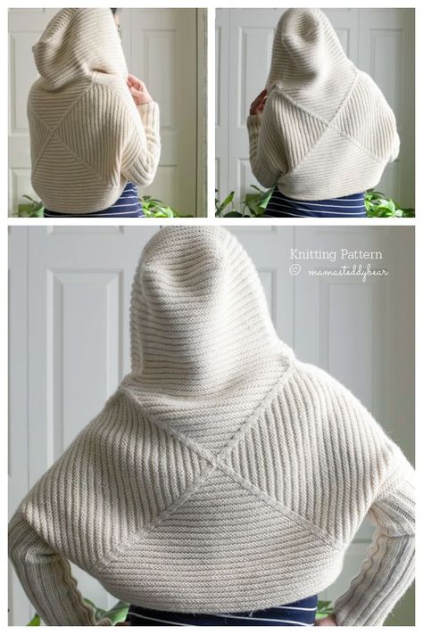 Center Point Popover Hoodie Knitting Pattern - Knitting Pattern 8mm Knitting Patterns, Hooded Cardigan Pattern Free Knitting, Hooded Cowl Knitting Pattern, Knitting Inspiration Beginner, Knitted Hoodie Pattern Free, Knit Hoodie Pattern, Crochet Diys, Hoodie Knitting Pattern, Loom Knitting Patterns Free