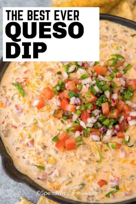 Baked Queso Dip, Mexican Queso Dip, Easy Queso Dip, Sausage Queso Dip, Spicy Queso Dip, Queso Dip Crockpot, Sausage Queso, Easy Queso, Sausage Cheese Dip