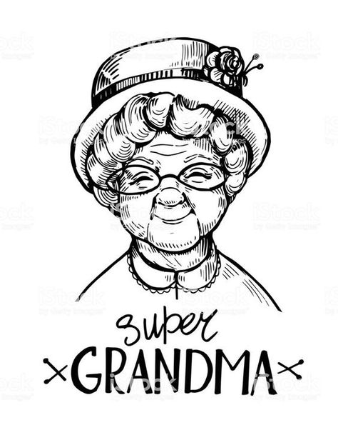 Cute Grandma Cartoon, Grandma Drawing, Old Woman Face, Person Sketch, Clever Logo Design, Logo Outline, Natural Hair Art, Logo Face, Winter Illustration