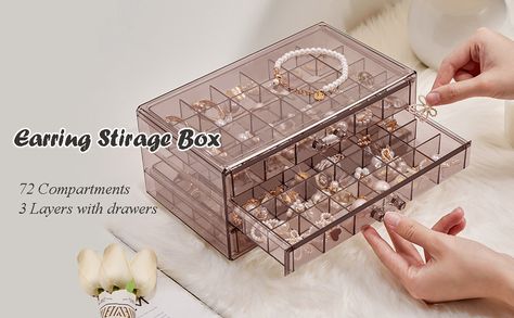 Get a Sample: contact@ecoclearbox.com Product Description Clear Jewelry Box: Jewelry box is made of clear material, keeps your ring and earring organized in separate space and displayed3 L... Check more at https://www.ecoclearbox.com/product/buy-in-bulk-earring-storage-box-organizer-3-drawers-acrylic-jewelry-storage-box-holder-transparent-jewelry-display-stand-with-72-small-compartments-gift-for-women-girls-clear-purple-brown-source-fro