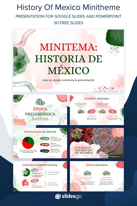 History of Mexico Minitheme Mexico Background, History Of Mexico, Ibis Pen, Invoice Design Template, Professional Powerpoint Presentation, Mexico History, Invoice Design, Mexican Flag, Power Points