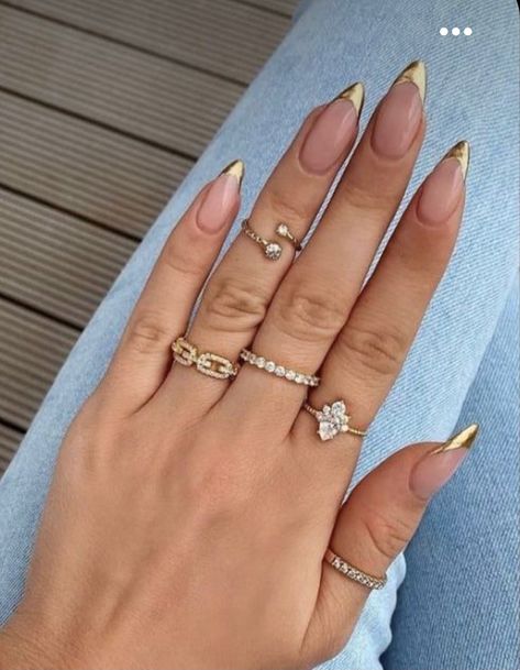 Beginners Nail Art, Copper Nails Designs, Gold Tip Nails, Coffin Art, Gold Chrome Nails, Copper Nails, 2024 Nails, Chrome Nails Designs, Nail Art Tips