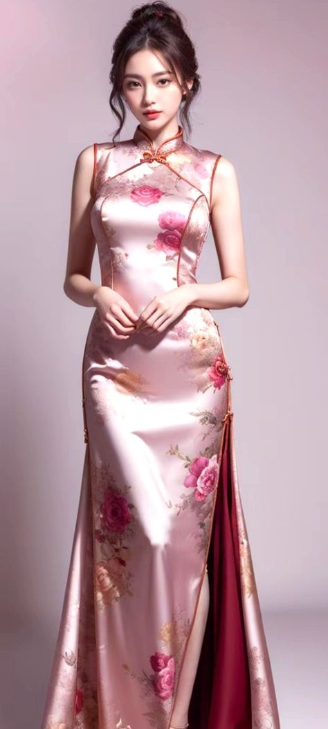 Cheongsam Pose, Cheongsam Photoshoot, Eyebrows Arched, Chinese Cheongsam Dress, Fashion Muslimah, Chinese Qipao, King Outfit, Formal Women, Chinese Cheongsam