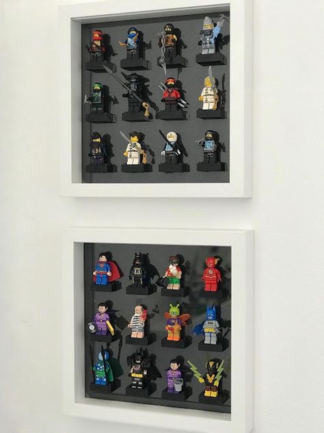 Ikea Boys Bedroom, Lego Tables, Mini Figure Display, Lego Table Ikea, Diy Lego, Baby Boy Bedroom, Lego Table, Ribba Frame, Figure Display