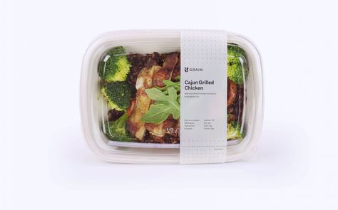 Minimalist bento box from Grain Singapore Bento Box Packaging, Food Delivery Packaging, Online Restaurant, Healthy Restaurant, Food Tech, Singapore Food, Bento Recipes, Chicken Marinades, Company Meals